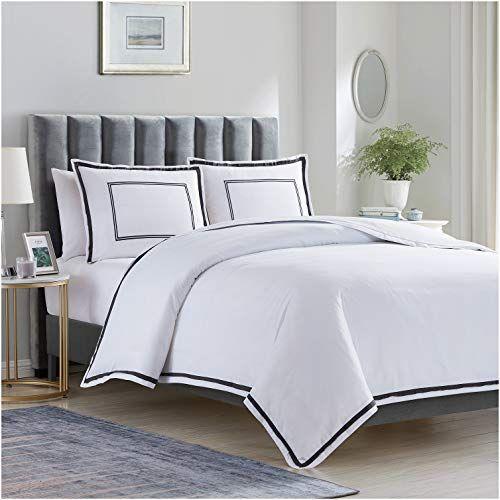 Imagem de Mellanni King Size Capa do edredom Conjunto 3 pcs - Conjunto de Cama de Hotel - Capa do Conforto Rei - Capa de Colcha com 2 King Size Pillow Shams - Fechamento de Botão & Laços de Canto (King, Hotel Gray)