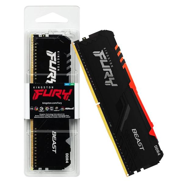 Imagem de Memoria  16gb Ddr4 3200 Cl16 1.2V Desktop Fury Beast RGB KF432C16BB12A/16 Kingston