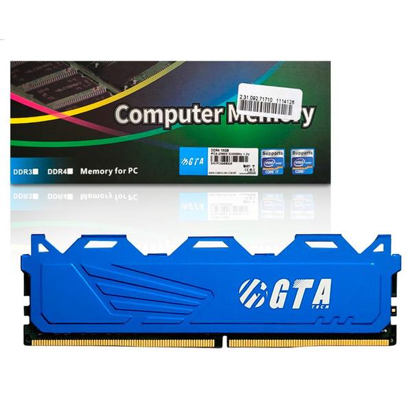 Imagem de Memoria 16Gb Ddr4 3200 CL22 1.2V Desktop C/ Dissipador UDIMM GT16G3200L22DC GTA Tech