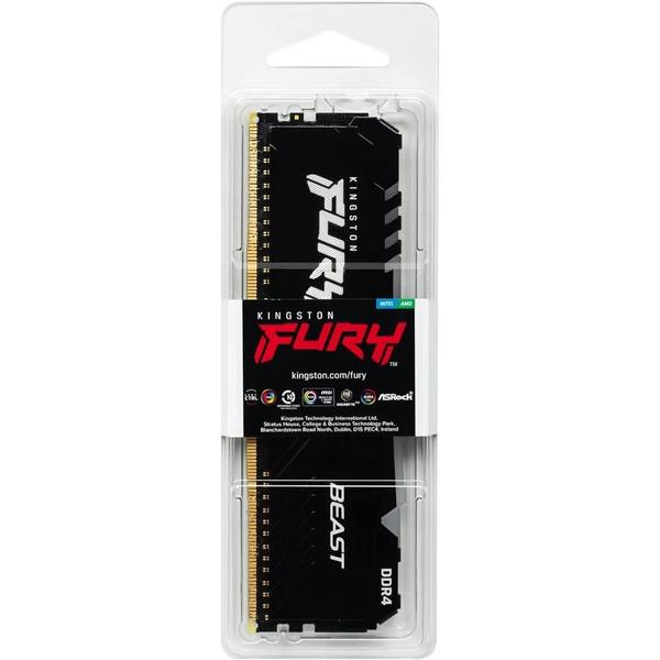 Imagem de Memória 16GB DDR4 3200Mhz, Kingston Fury Beast RGB para desktop/gamers, KF432C16BB12A/16  KINGSTON