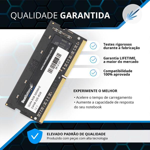 Imagem de Memoria 8GB DDDR4 3200Mhz Nova para Notebook Laptop Dell