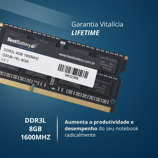 Imagem de Memoria 8GB DDR3L 1600 Mhz 1.35v Low Voltage para Notebook