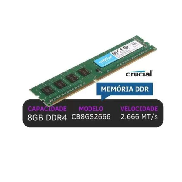 Imagem de Memória 8GB DDR4 2666Mhz Crucial - CB8GU2666