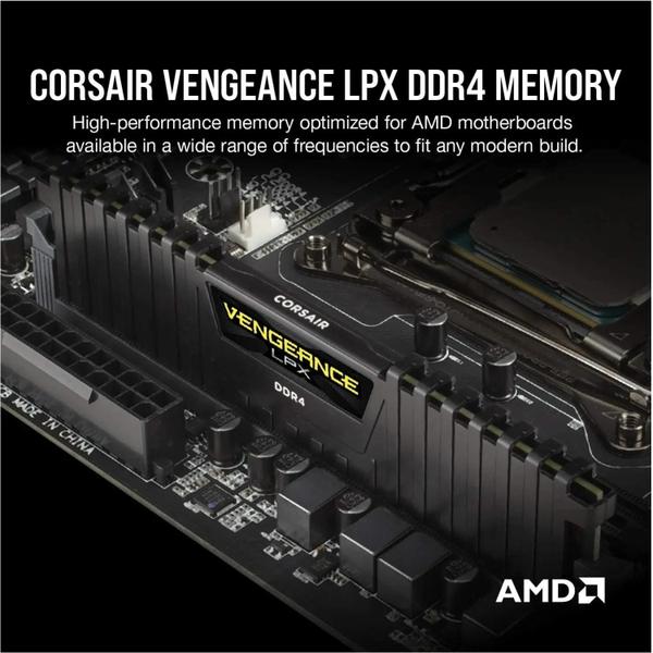 Imagem de Memória Corsair Vengeance LPX DDR4 - 16GB, 3600MHz ou 3200MHz - Preto