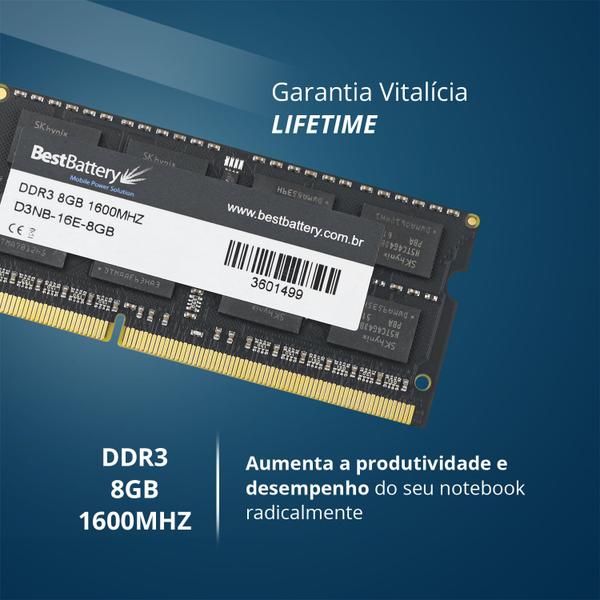 Imagem de Memoria Ddr3 8gb 1600 Mhz Notebook 8 Chips 1.5v