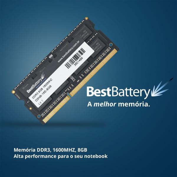 Imagem de Memoria Ddr3 8gb 1600 Mhz Notebook 8 Chips 1.5v