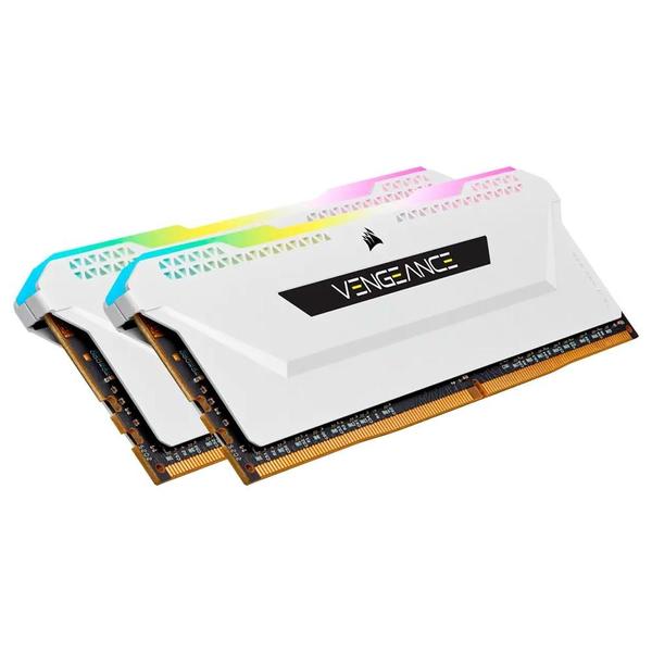 Imagem de Memória RAM Corsair Vengeance RGB PRO SL, 16GB (2x8GB), 3200MHz, DDR4, CL16, Branco - CMH16GX4M2E3200C16W