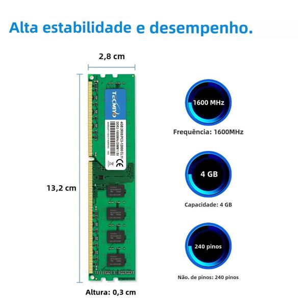 Imagem de Memória RAM DDR3/DDR3L 8GB 1600MHz/1333MHz - Intel/AMD - Não ECC