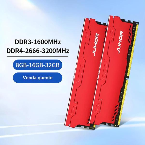 Imagem de Memória RAM DDR3 e DDR4 para Desktop - 8GB, 16GB e 32GB - com Dissipador de Calor