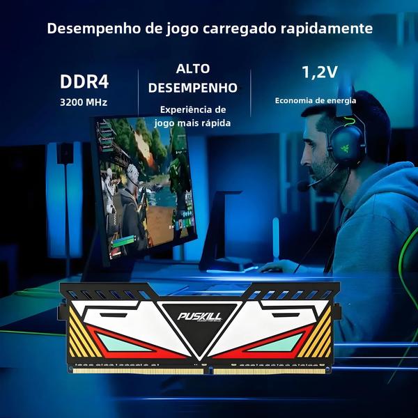 Imagem de Memória RAM DDR4/DDR3 (8GB, 16GB, 32GB) - 1600MHz, 2666MHz, 3200MHz - Com Dissipador de Calor