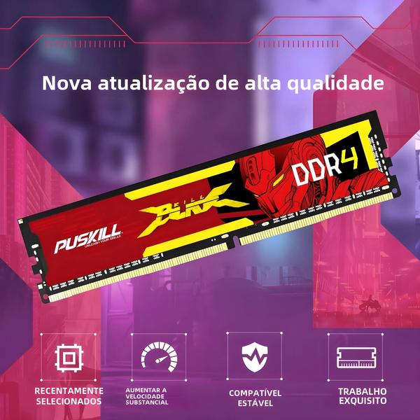 Imagem de Memória RAM DDR4 PUSKILL Killblade - 8GB, 16GB ou 32GB - 3200MHz/2666MHz