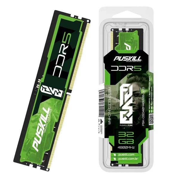 Imagem de Memória RAM DDR5 8GB/16GB/32GB - 4800MHz/5600MHz - PC5 UDIMM 1.1V - PUSKILL FURY