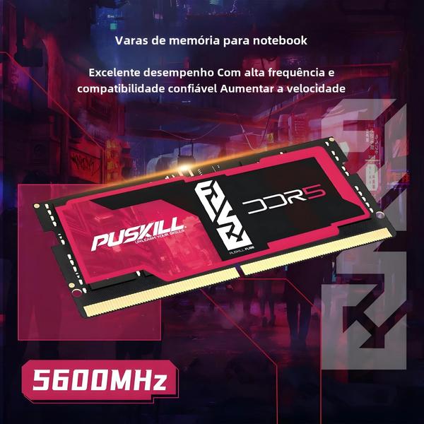 Imagem de Memória RAM DDR5 SODIMM para Laptop - 8GB, 16GB e 32GB (262-pin) - 4800MHz, 5200MHz e 5600MHz