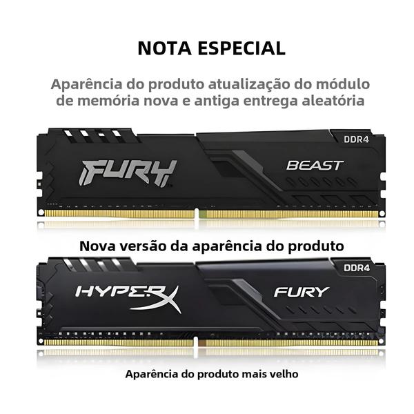 Imagem de Memória RAM HyperX Fury DDR4 - 8GB, 16GB ou 32GB (2133MHz a 3600MHz)