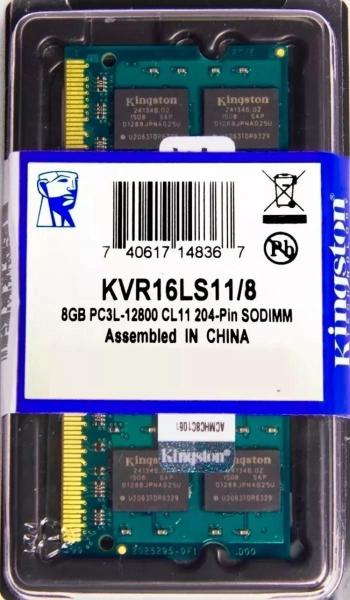 Imagem de Memória Ram Kingston Kvr16ls11/8 8gb Ddr3 Notebook