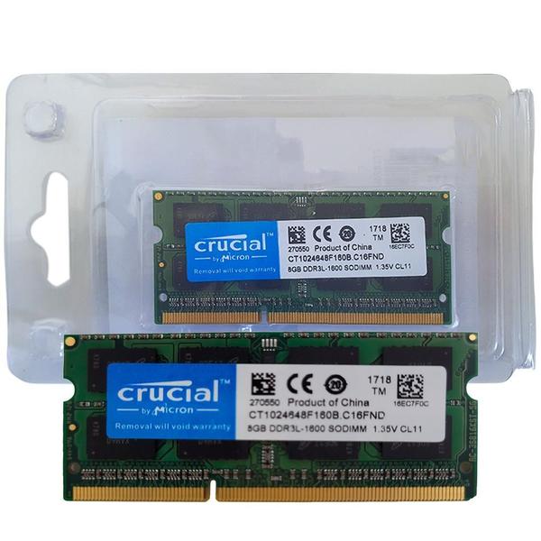 Imagem de Memória Ram Notebook 8Gb Ddr3L 1600Mhz Crucial