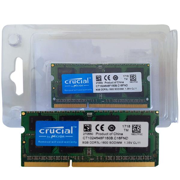 Imagem de Memória Ram Notebook 8GB DDR3L 1600Mhz Crucial