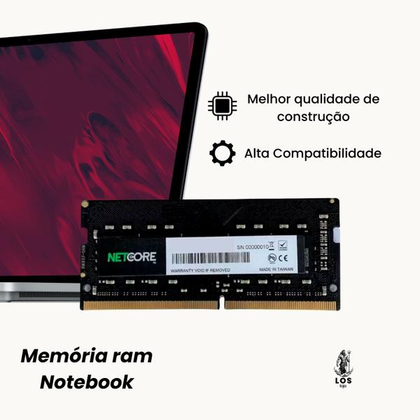 Imagem de Memória RAM Para Notebook DDR4, 8GB, 3200MHz, Netcore, CL22, Preto - NET48192SO32LV