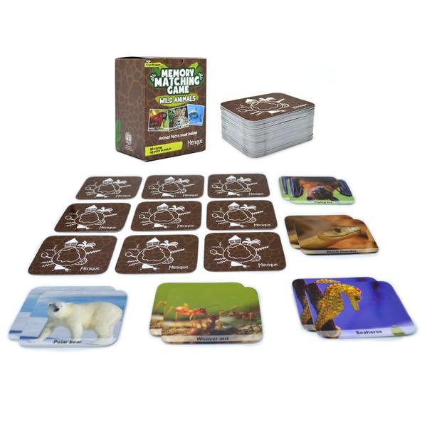 Imagem de Memory Matching Game Menique Wild Animals com livro educativo