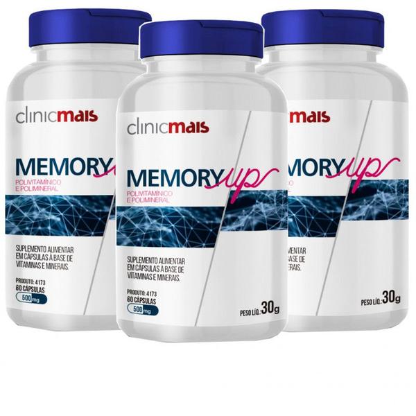 MemoryUp 60 cápsulas de 500mg Kit com 3 Frascos - ClinicMais Imagem de MemoryUp 60 cápsulas de 500mg Kit com 3 Frascos