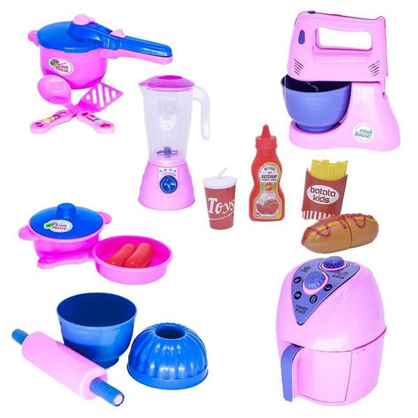 Imagem de Menina Brinquedo Cozinha Eletro Liquidificador 16 Peças