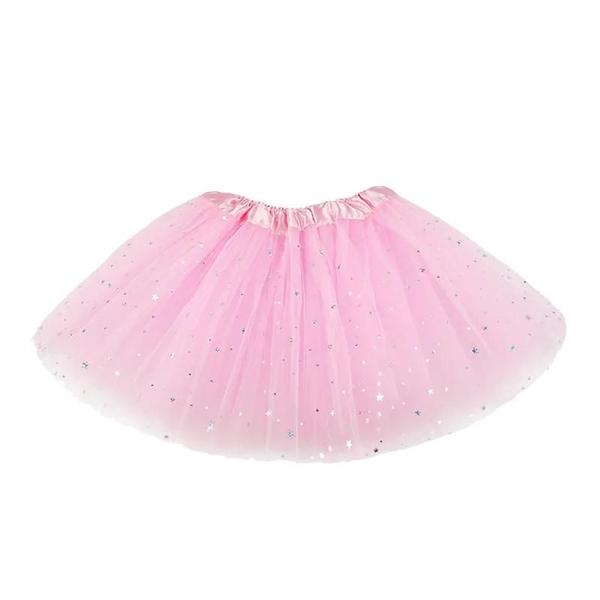 Imagem de Meninas Glitter Lantejoulas Tutu Saia 3 Camadas Tule Criança Pettiskirt Crianças Chiffon 2-8t