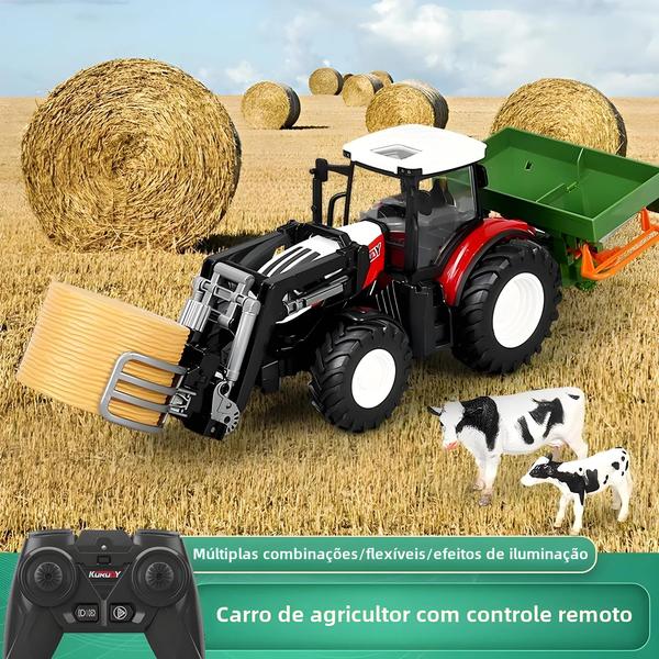 Imagem de Meninos Rc Carro Tratores Reboque 24g Rádio Controlado Simulador De Agricultura Caminhão Brinquedo