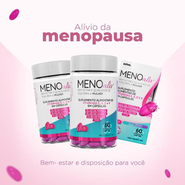 Meno Aliv - 3 Potes - Suplemento de Bem-Estar Feminino - 60 Cápsulas - Zolve Labs Imagem de Meno Aliv - 3 Potes - Suplemento de Bem-Estar Feminino - 60 Cápsulas