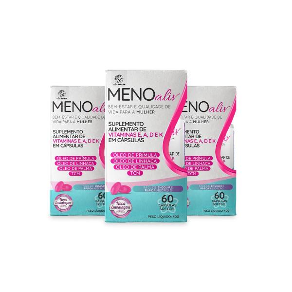 Meno Aliv - 3 Potes - Suplemento de Bem-Estar Feminino - 60 Cápsulas - Zolve Labs Imagem de Meno Aliv - 3 Potes - Suplemento de Bem-Estar Feminino - 60 Cápsulas