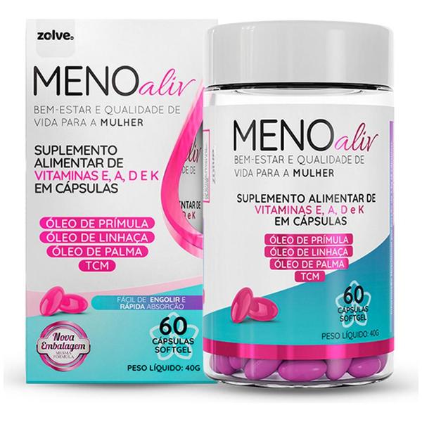 Meno Aliv - 3 Potes - Suplemento de Bem-Estar Feminino - 60 Cápsulas - Zolve Labs Imagem de Meno Aliv - 3 Potes - Suplemento de Bem-Estar Feminino - 60 Cápsulas