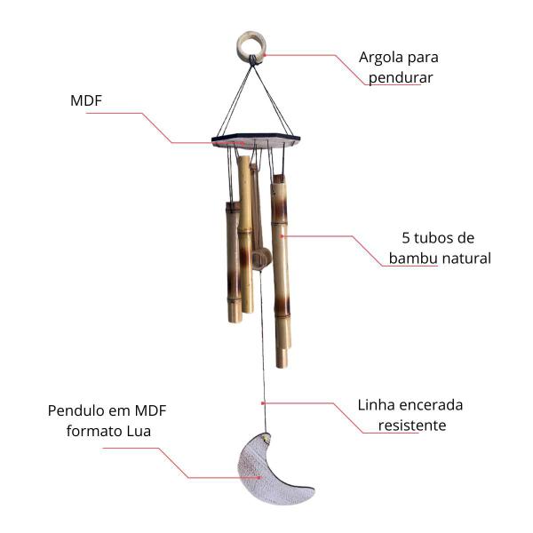 Imagem de Mensageiro Sino dos Ventos Bambu Decoração Móbile