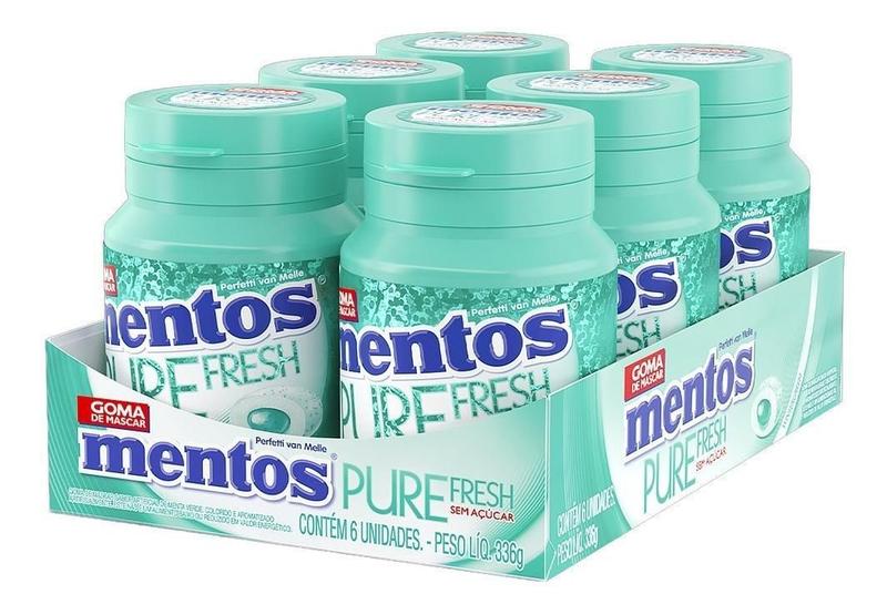 Mentos Pure Fresh Wintergreen Garrafa 6Un - Perfetti Imagem de Mentos Pure Fresh Wintergreen Garrafa 6Un