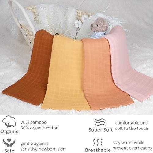 Imagem de Meracorallo Muslin Swaddle Cobertor Sedoso Suave Recebendo Cobertor Swaddle Wrap para Baby Boys and Girls, Grande 47 x 47 polegadas, Conjunto de 4 Cores Sólidas