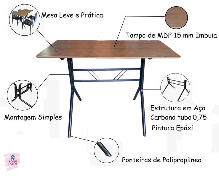 Imagem de Mesa 1,20x70 Jantar Sorveteria  Restaurante Tampo MDF 15 mm Imbuia