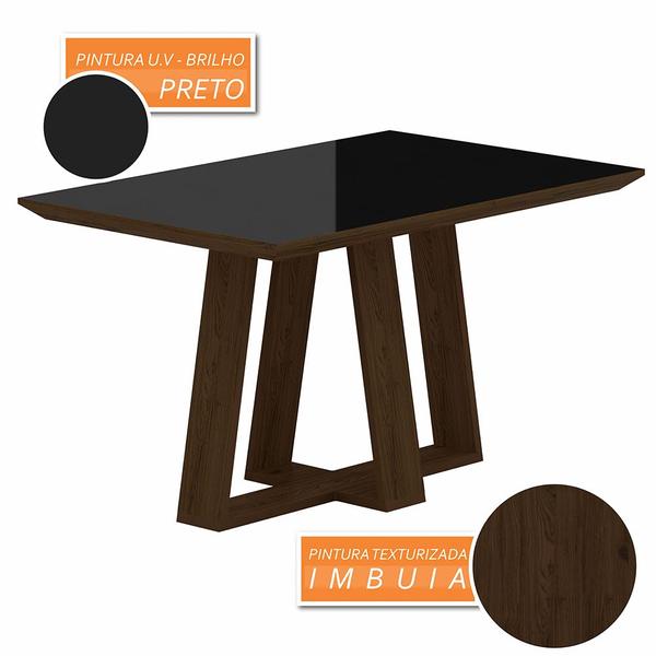 Imagem de Mesa 1,60 Com 6 Cadeiras Espanha Imbuia/preto/cinza - Moveis Arapongas