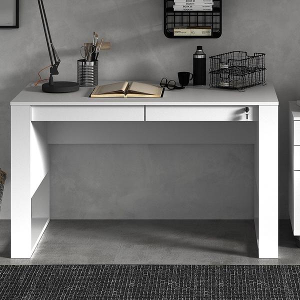 Imagem de Mesa 2 Gavetas para Escritório Home Office ME4144 MDP Branco G69 - Gran Belo