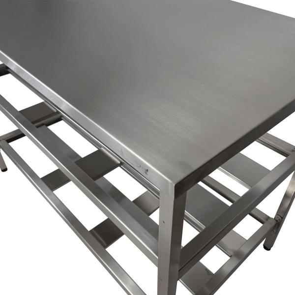 Imagem de Mesa Aço Inox Industrial 160x60x90cm com 2 Prateleiras Fenestradas Nortinox