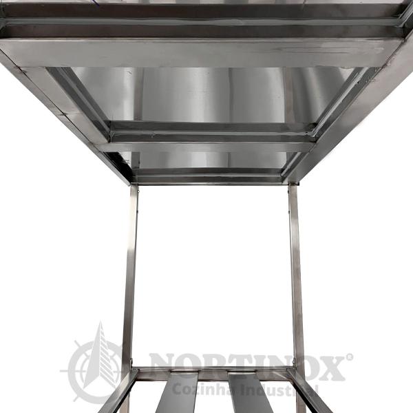 Imagem de Mesa Aço Inox Industrial 170x70x90 cm com Espelho e 1 Prateleira Fenestrada Nortinox