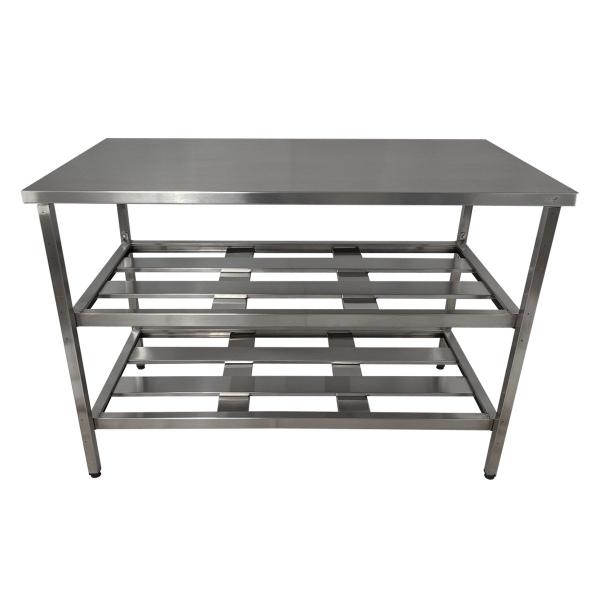 Imagem de Mesa Aço Inox Profissional 100x70x90cm com 2 Prateleiras Fenestradas Nortinox