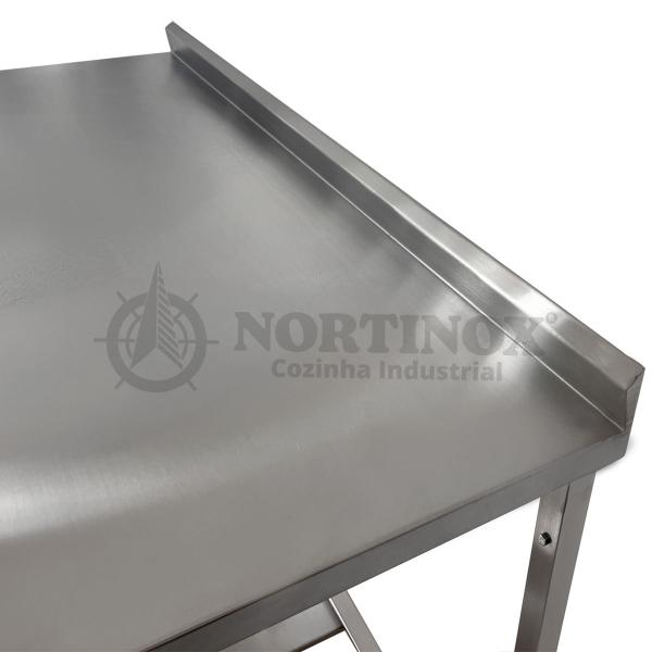 Imagem de Mesa Aço Inox Profissional 110x70x90 cm com Espelho e 1 Prateleira Fenestrada Nortinox