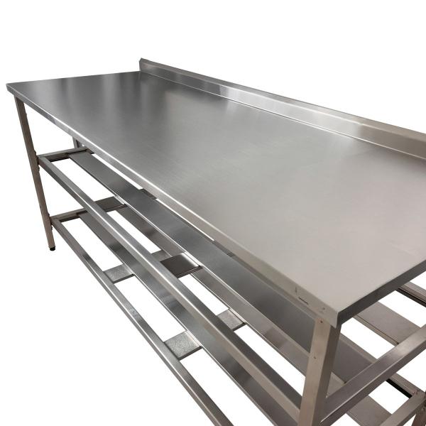 Imagem de Mesa Aço Inox Profissional 170x60x90 cm com 2 Prateleiras Fenestradas com Espelho Nortinox