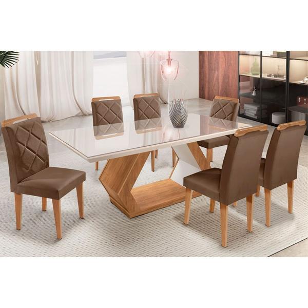 Mesa Alvorada 180 Tp Mdf Vidro canto Reto 6 Cadeiras Rufato Mesa Alvorada 180 Tp Mdf Vidro canto Reto 6 Cadeiras Rufato