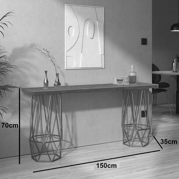 Mesa Aparador Buffet Balcão Caleb 150 cm Industrial Ferro Bronze Tampo 100% MDF Branco - Ahz Móveis - AHAZZO MÓVEIS Imagem de Mesa Aparador Buffet Balcão Caleb 150 cm Industrial Ferro Bronze Tampo 100% MDF Branco - Ahz Móveis