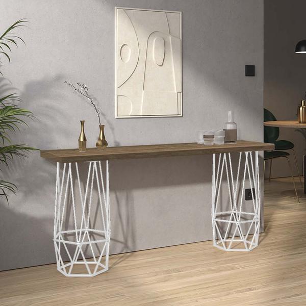 Imagem de Mesa Aparador Buffet Balcão Caleb 170 cm Industrial Ferro Branco Tampo 100% MDF Madeira - Ahz Móveis