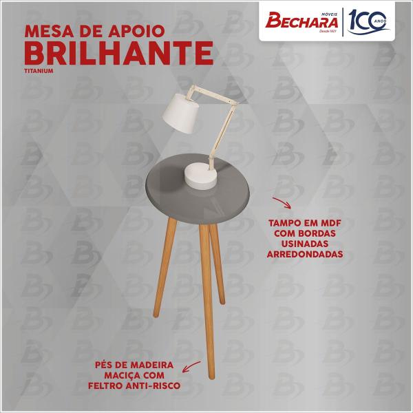 Imagem de Mesa Apoio brilhante MDF Redonda Titanium Bechara