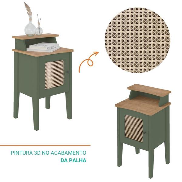 Imagem de Mesa Apoio De Canto Quadrada 100% Mdf 43X72,5Cm 1 Porta E Prateleira Charlotte Artely Menta/Carvalho