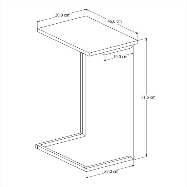 Imagem de Mesa Apoio Lateral Sofá, Cama Estilo Industrial Preto/Nature