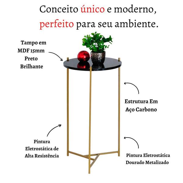 Imagem de Mesa Apoio Sofá Redonda Cabeceira Lateral Sala Estar Canto