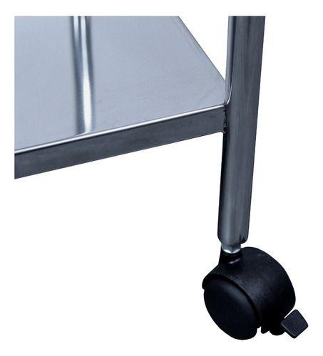 Imagem de Mesa Auxiliar Aço Inox 40 X 60 X 80 Inox Com Rodinhas