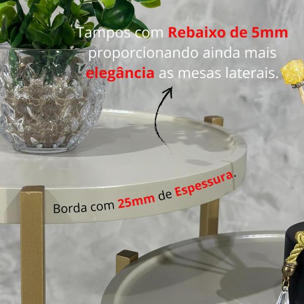 Imagem de Mesa Auxiliar Apoio Lateral Redonda Sofá Sala Estar Centro